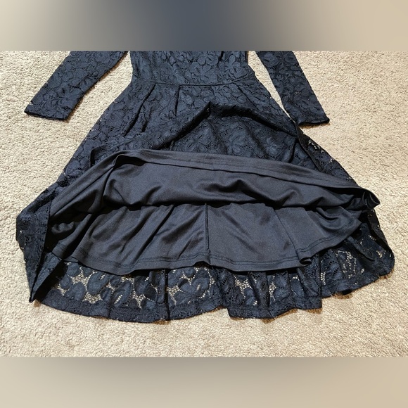 MISSMAY Women's Retro Floral Lace Long Sleeve Boat Neck Swing Dress Small NWT - Picture 2 of 14